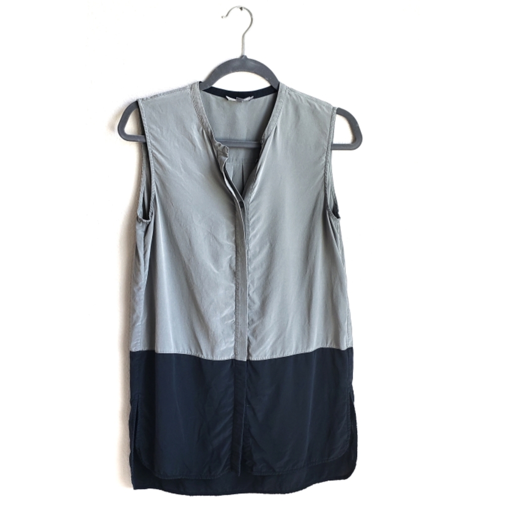 Vince 100% Silk Color Block Tank Blouse